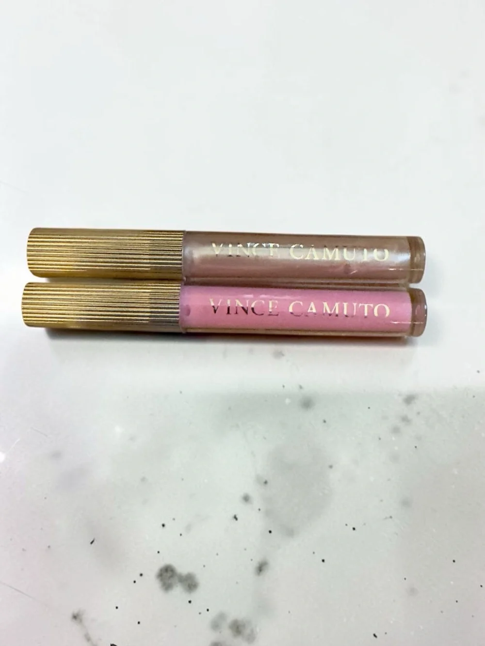 Vince Camuto Lip Gloss Duo Pink & Nude Shimmer Set NO BOX